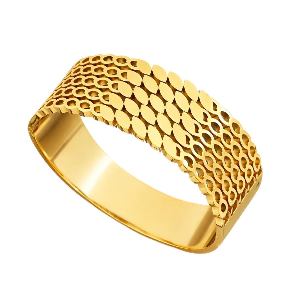 MEENAZ Gold Bangle Set Broad Design Bracelet for Women Stylish |Stainless Steel Design Kada for Girls| Anti Tarnish Jewellery fo