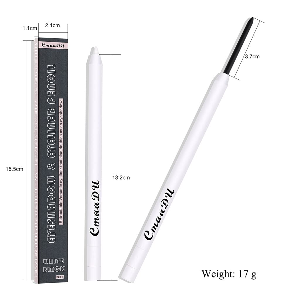 Yeweian Black White Eyeliner Pencil Set, Matte Smooth White Eye Brightener Stick, Quick Drying Waterproof High Pigmented Highlig