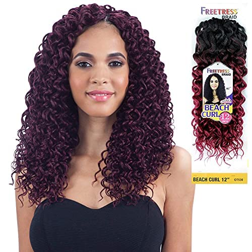 Multi Pack Deals! Freetress Synthetic Hair Crochet Braids Beach Curl 12'' (4-Pack, Ot27)