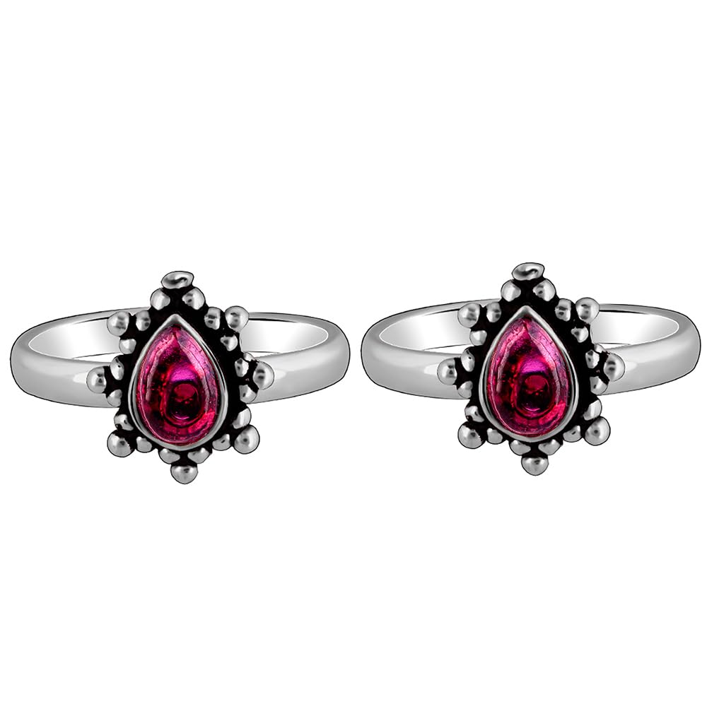 Giva 925 Oxidised Silver Pear Toe Rings, Adjustable| Toe Rings For Women And Girls | With Certificate Of Authenticity And 925 St