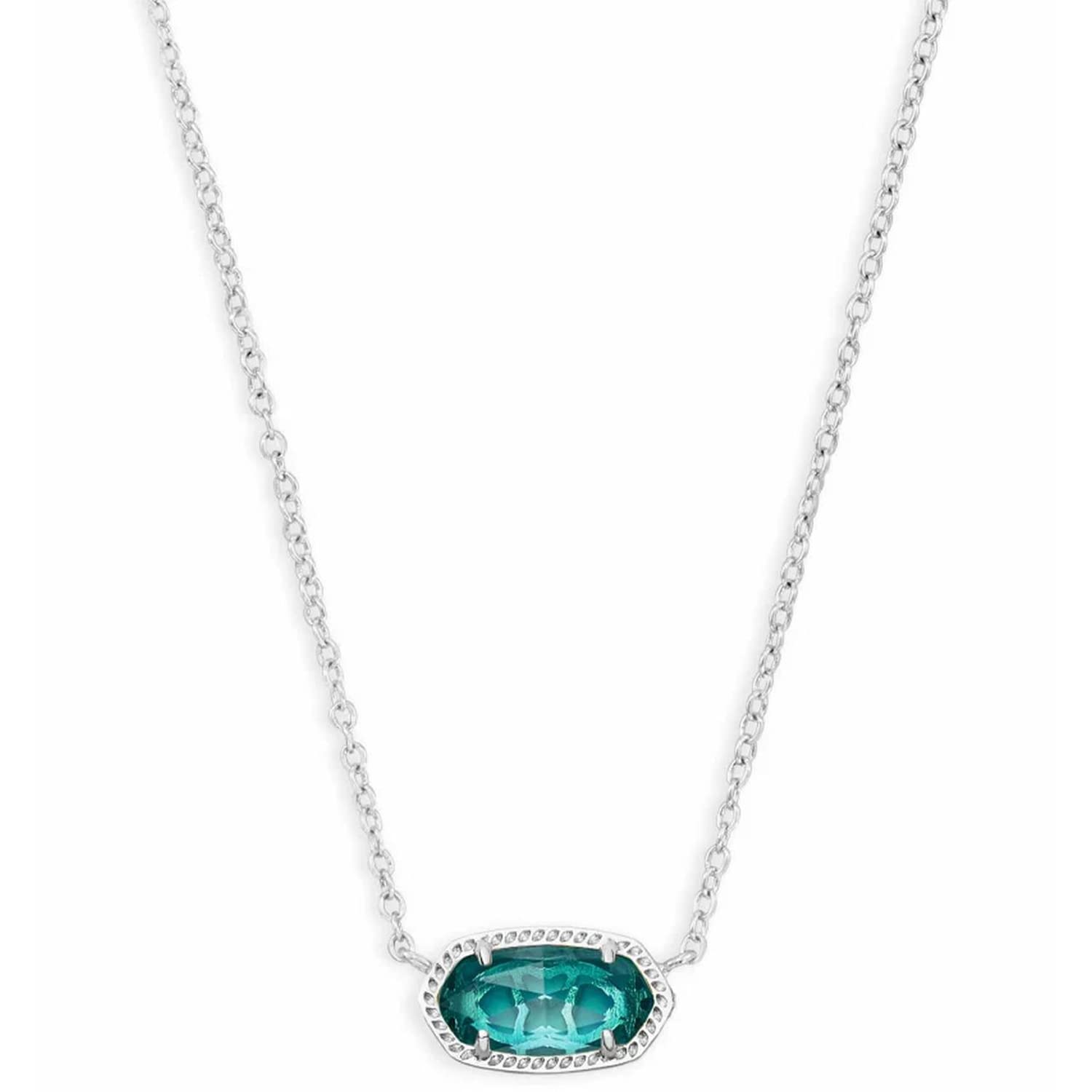 Kendra Scott Elisa Pendant Necklace for Women, Fashion Jewelry, Rhodium-Plated, London Blue