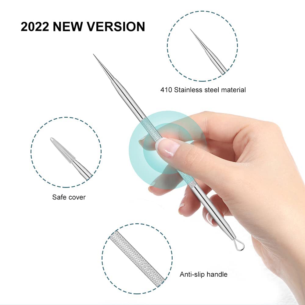 La Chat Blackhead Remover Tool Set - 2 PCS Stainless Steel Pimple Extractor, Risk-Free Treatment for Blemishes, Black