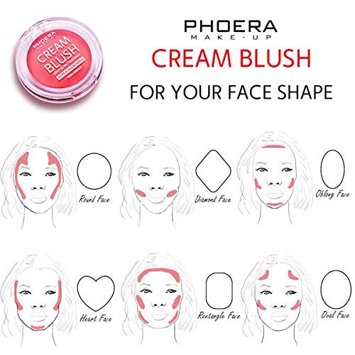 PHOERA Makeup Face Cheek Blush Cream Matte Blusher Super blend-able Sweat-Resistant Pressed Foundation Non_Greasy Palette (107 G