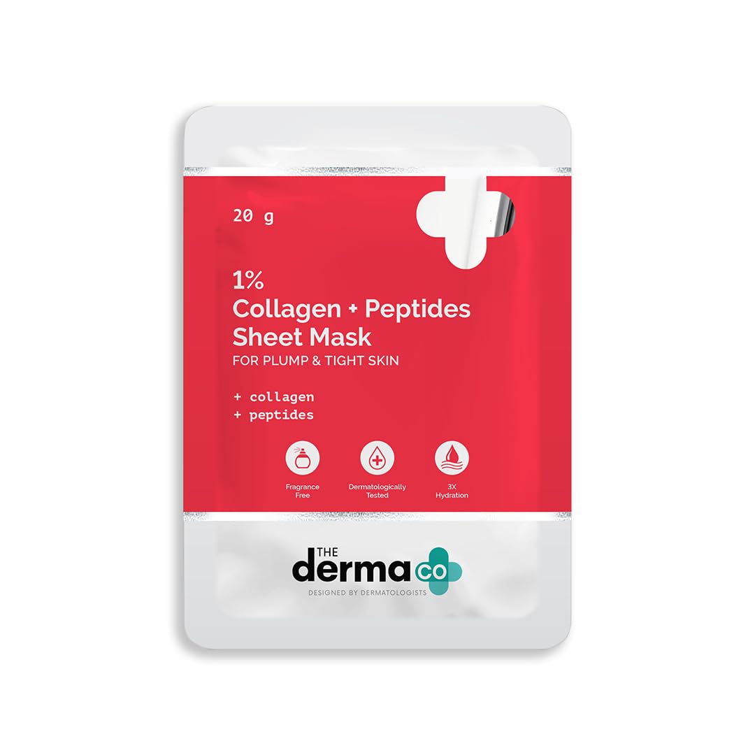 The Derma Co 1% Collagen + Peptides Face Serum Sheet Mask With Collagen & Peptides For Glowing Skin  20 G