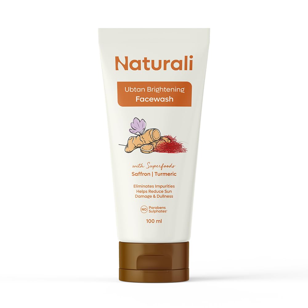 Naturali Ubtan Brightening Face Wash With Saffron & Turmeric | Reduces Sun Damage & Dullness | Eliminates Impurities | Sulphate 