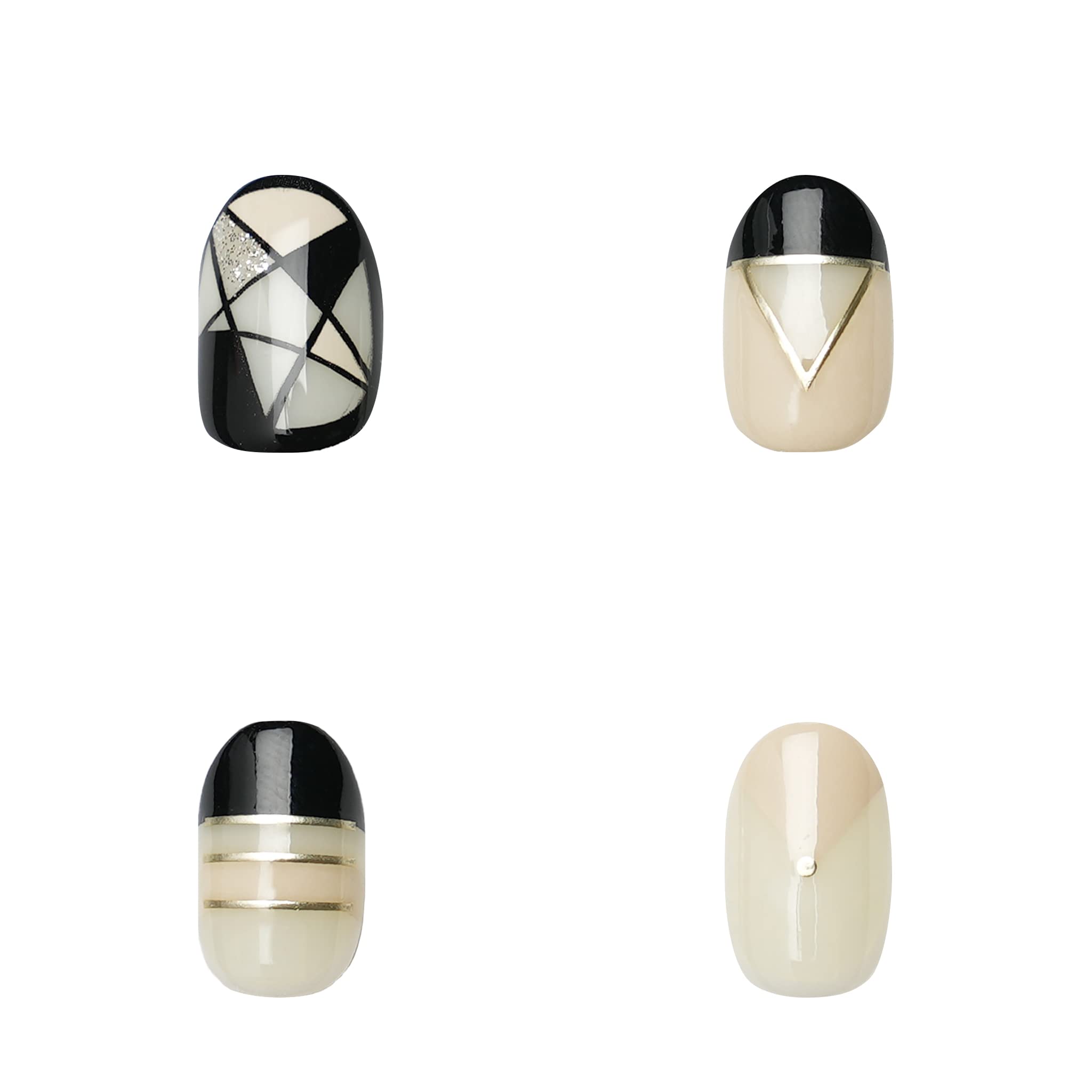 Kiss New York Press and Go False Nails Press On Nails Full Cover Nails Tips with Self Adhesive Tabs (Chic Black)