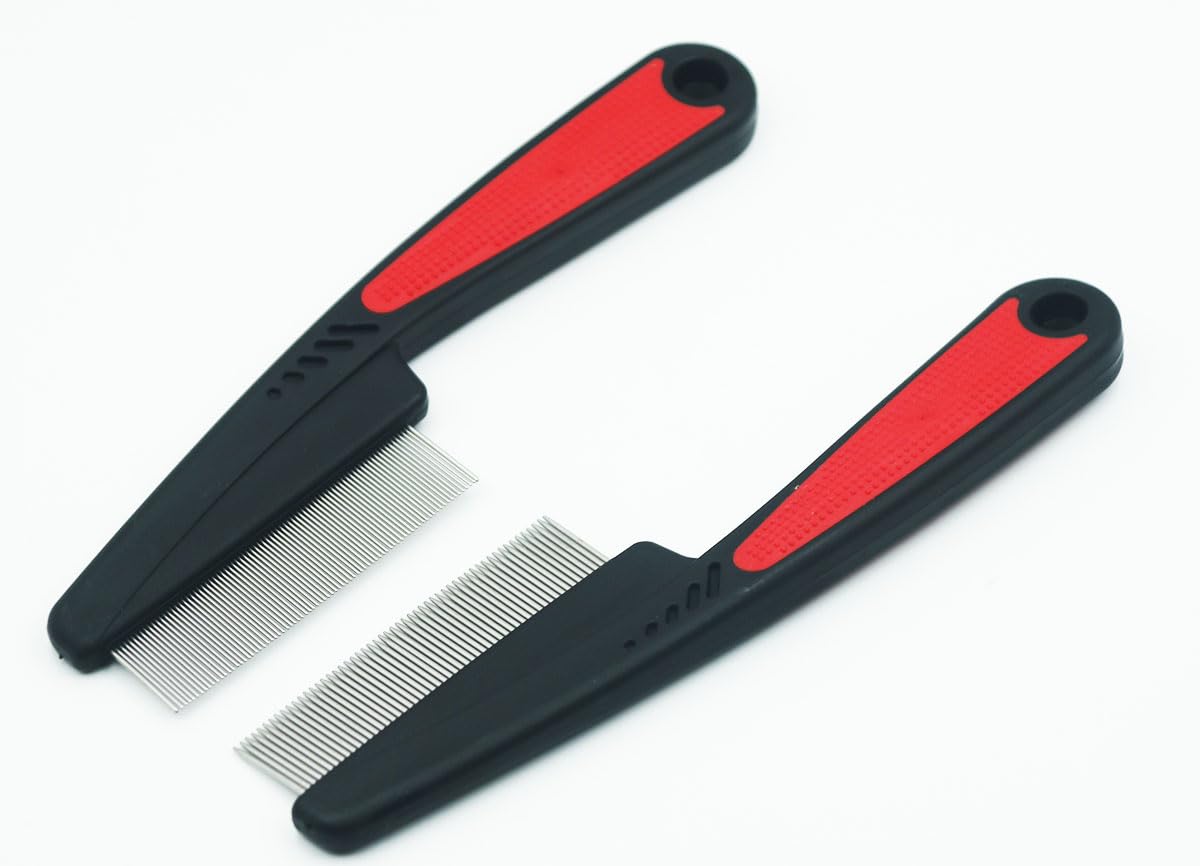 2 Pcs Set Dandruff Removal Combs,Stainless Steel Grooming Hair Comb,Fine & Wide Tooth