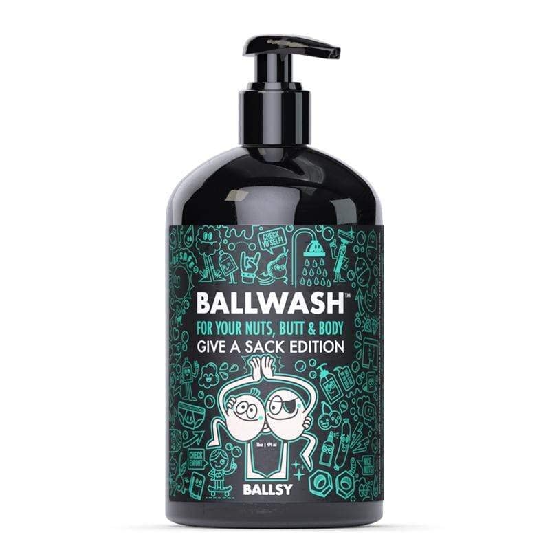Ballsy Give-A-Sack Charcoal Body Wash For Men - 16 Oz With Pump, Mint & Mandarin - Moisturizing Men'S Bodywash With Coconut Oil
