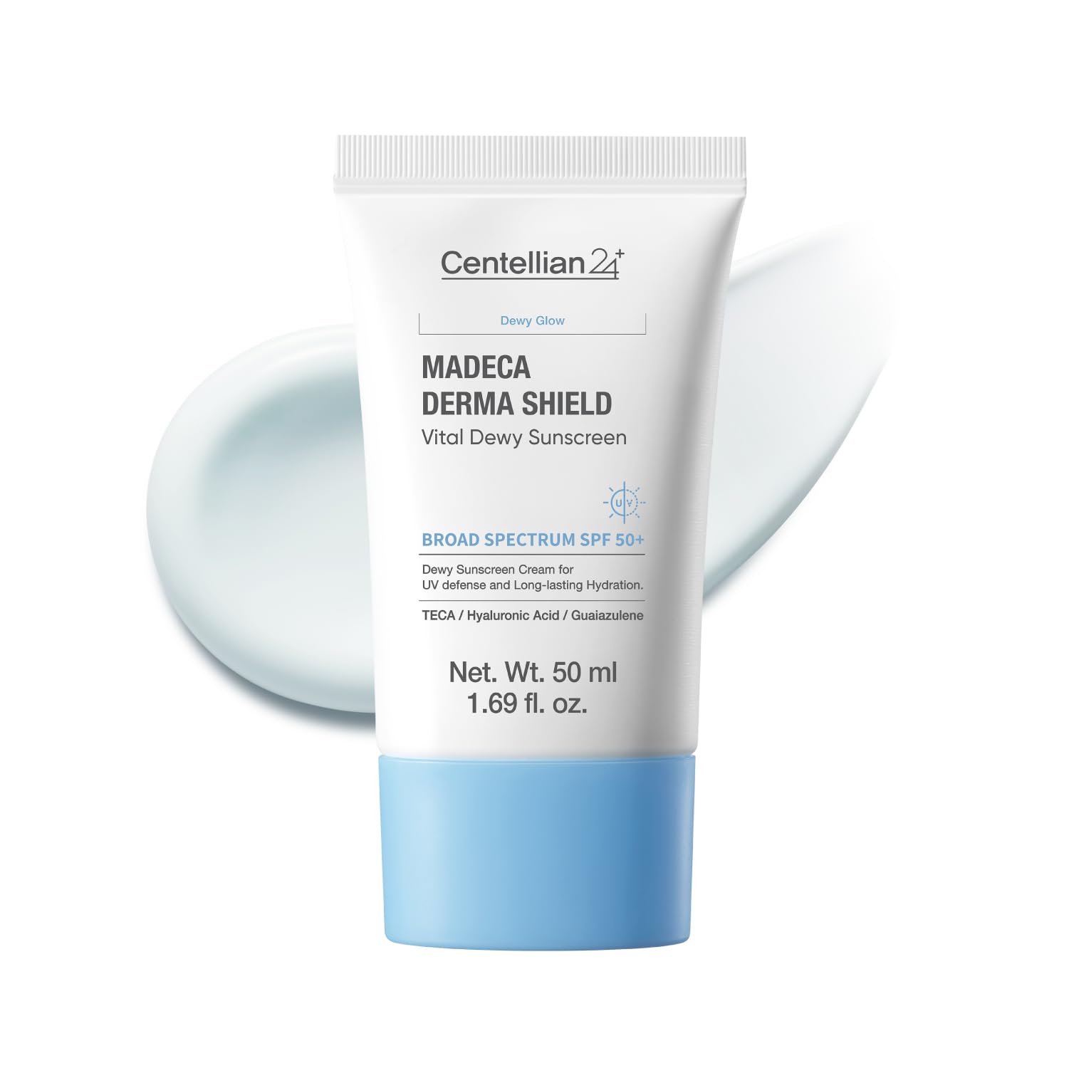 CENTELLIAN 24 Madeca Derma Shield Vital Dewy Sunscreen Broad Spectrum SPF50+ 50ml - Moisturizing Sunscreen with Skin TECA, Cente