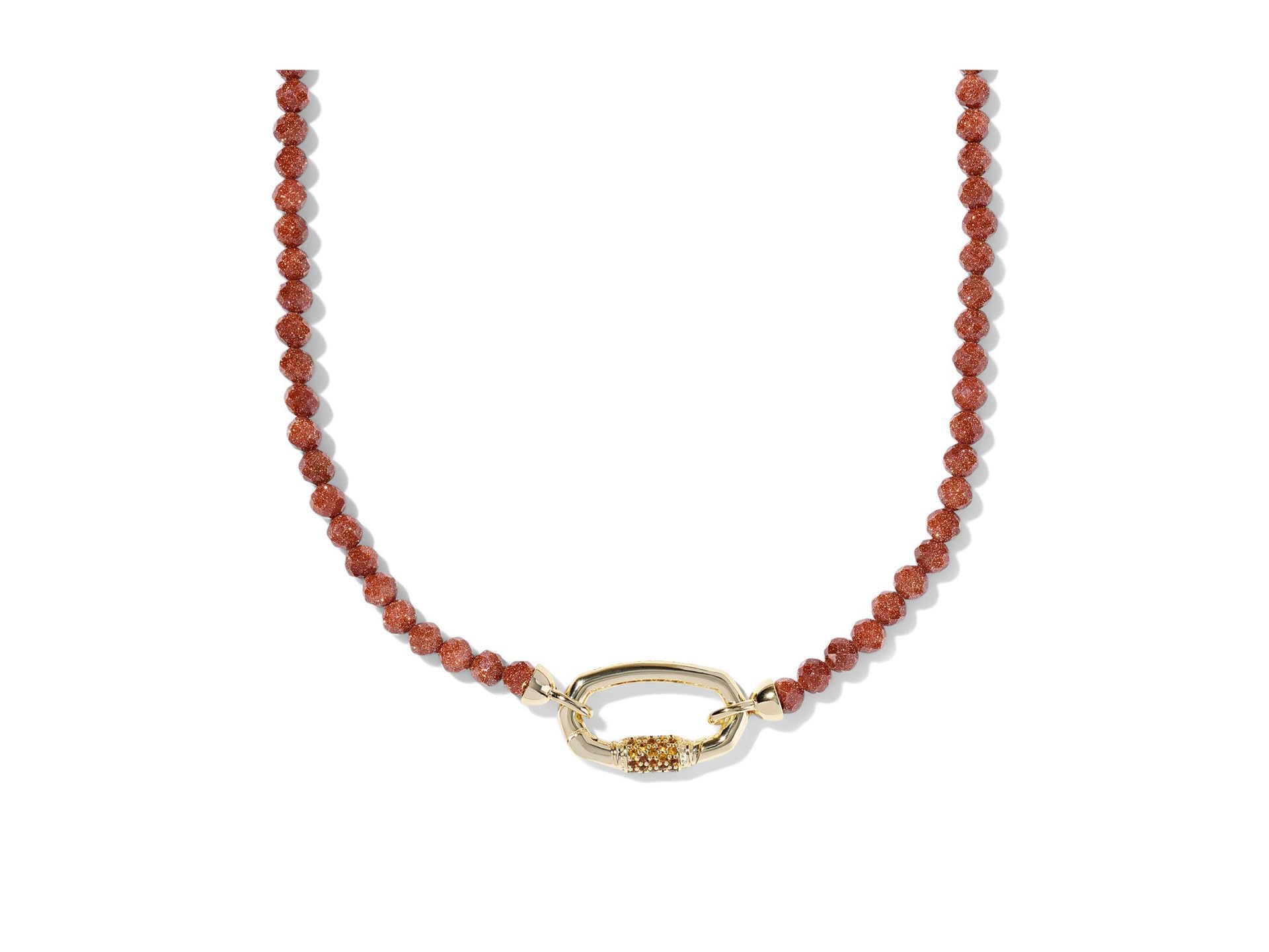 Kendra Scott, Womens, Emery Beaded Strand Necklace, Gold Orange Goldstone, One Size