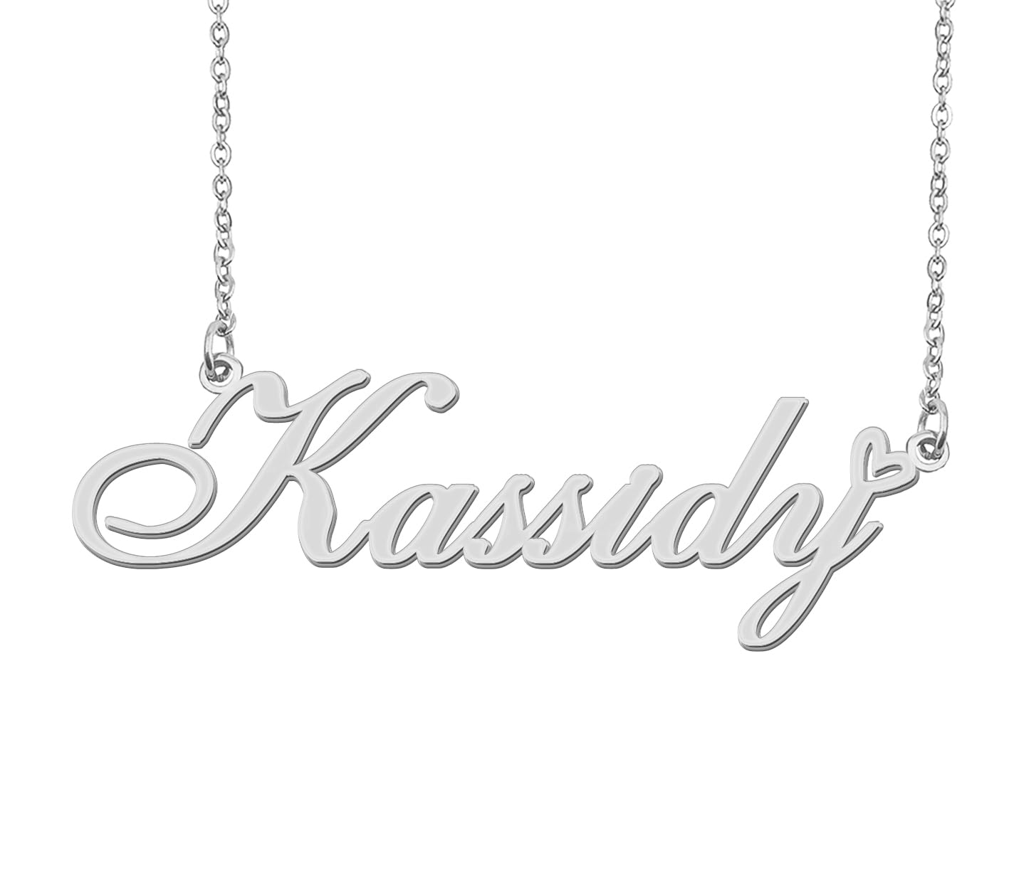 Aoloshow Stainless Steel Silver Kassidy Heart Name Necklace Charm Pendant Jewelry for Mom Best Friends