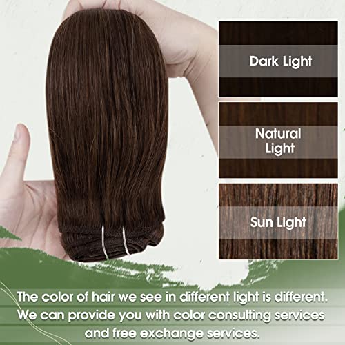 Hetto Clip In Hair Extensions Real Human Hair 12 Inch 7Pcs Natural Brown Hair Extensions Clip Ins Real Human Hair #4 Dark Brown