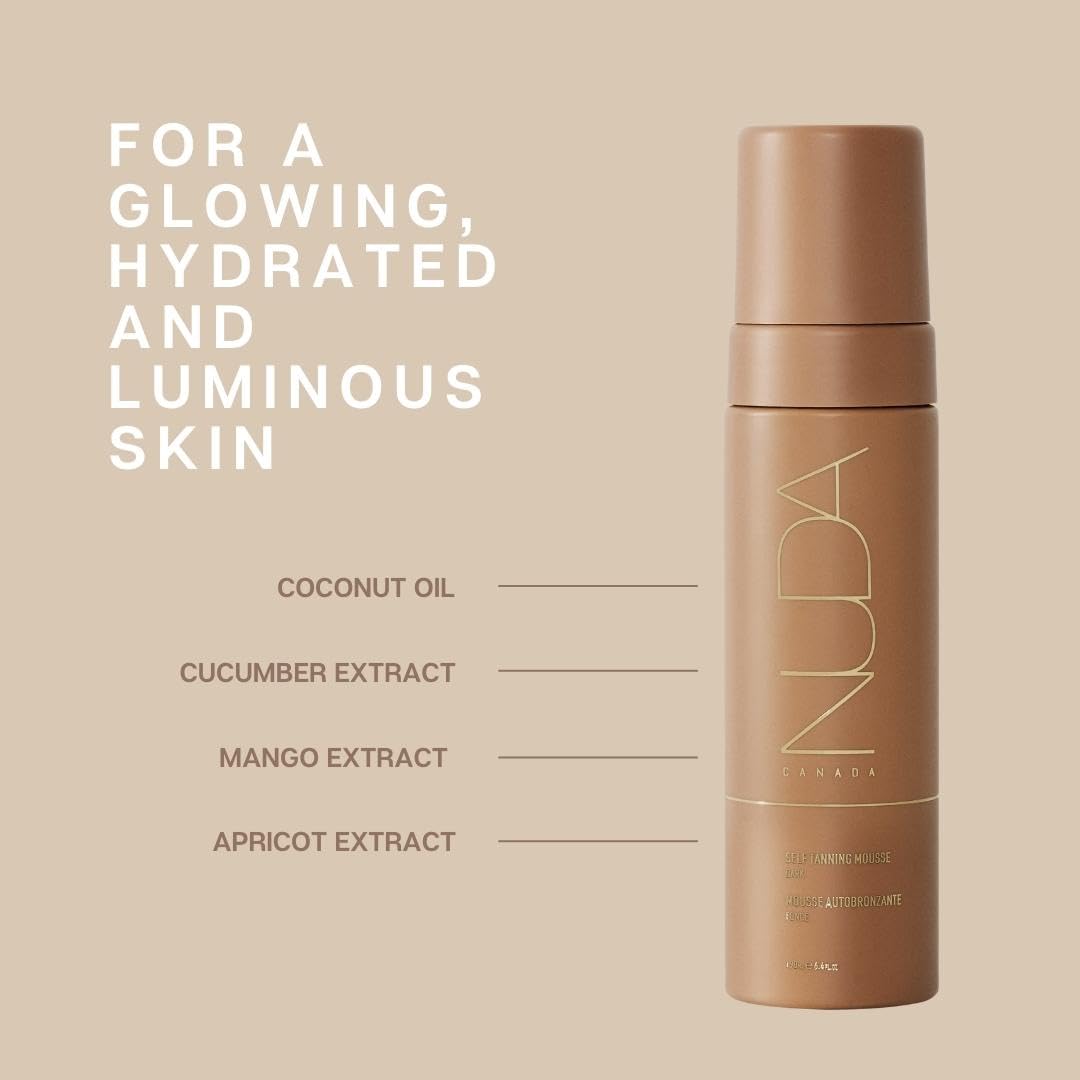 Nuda Self Tanning Mousse | Lightweight Sunless Tanning Lotion | Cruelty Free Body Self Tanner Mousse With Natural Ingredients |