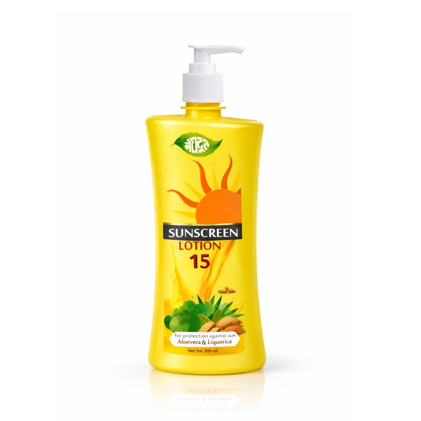 Meghdoot Ayurvedic Sunscreen Aloevera and Liquorice Lotion 500ml for All Skin Types| Prevents Skin Tanning and Sun Burn | SPF 15
