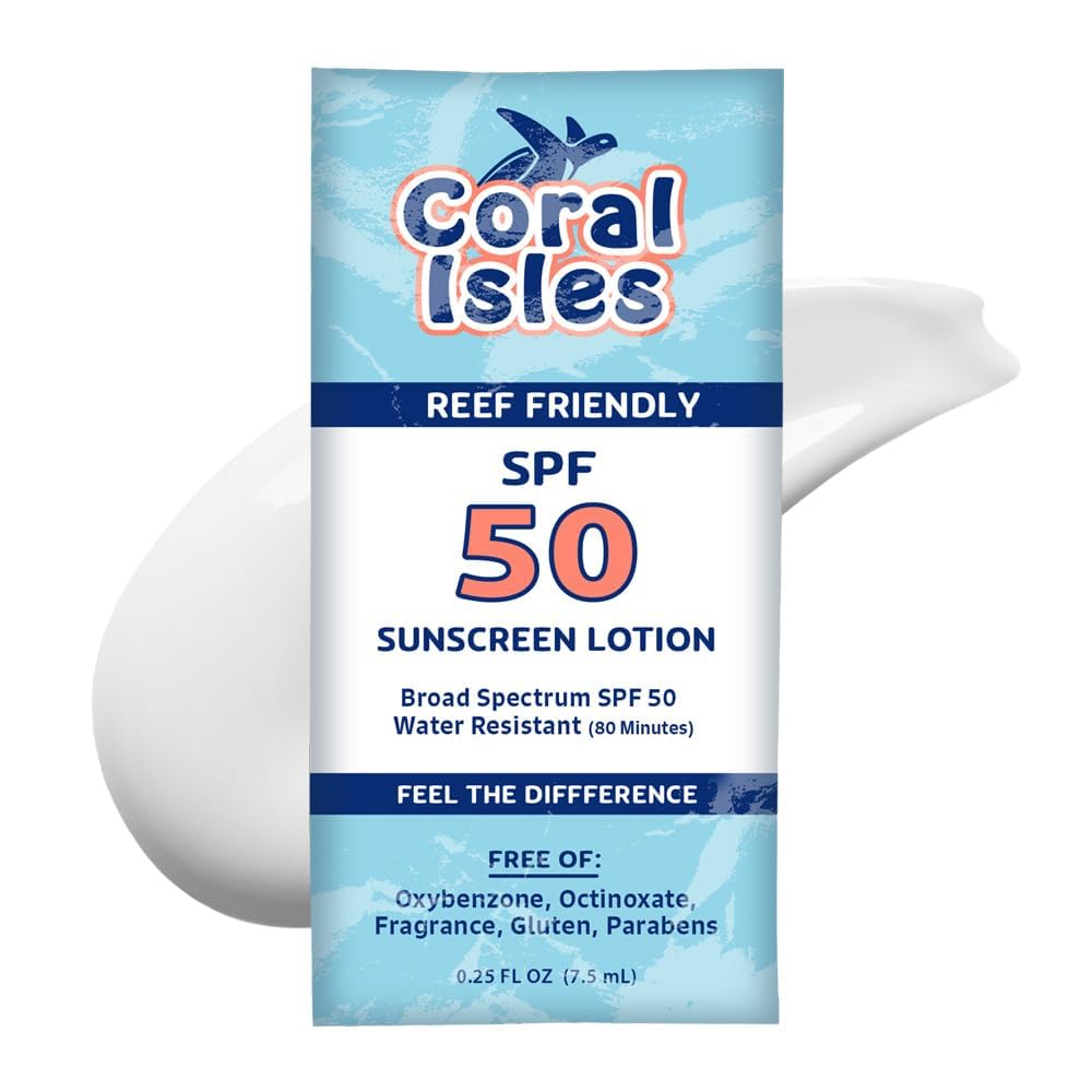 Coral Isles SPF 50 Packets Reef Compliant Broad Spectrum 0.25 oz Pack of 25