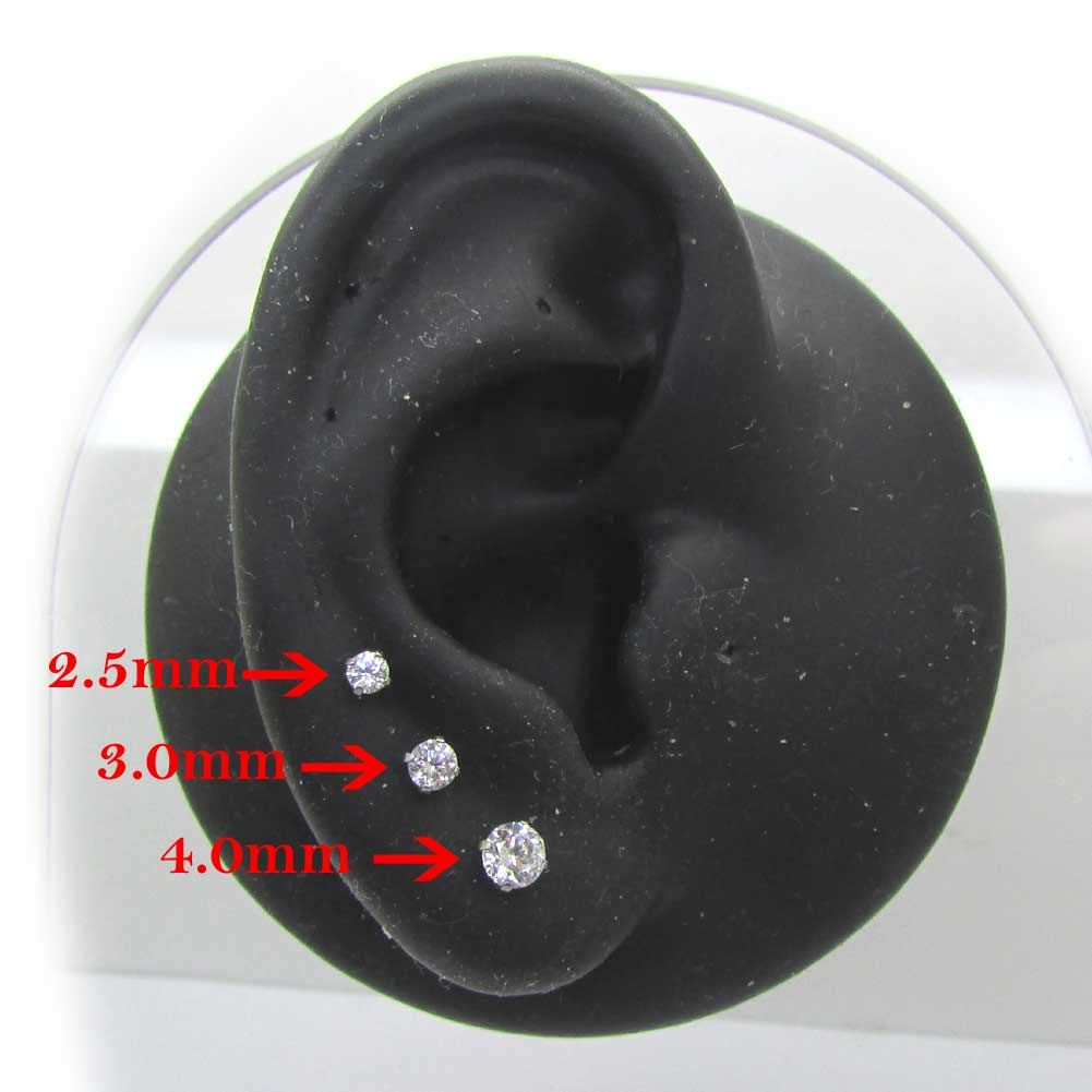 NewkeepsR 16G G23 Titanium Press Fit Threadless Push Pop in 2.5mm Cubic Zirconia Top Labret Lip Monroe Stud Tragus