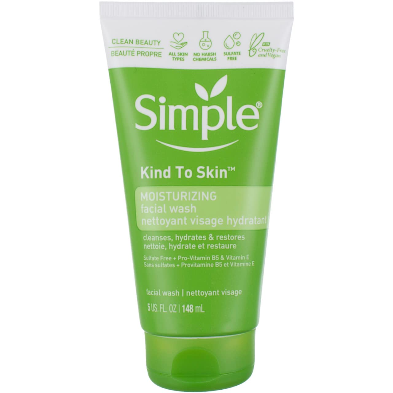 Simple Moisturizing Kind to Skin Face Wash, 5 oz (4 pack) (Bundle)