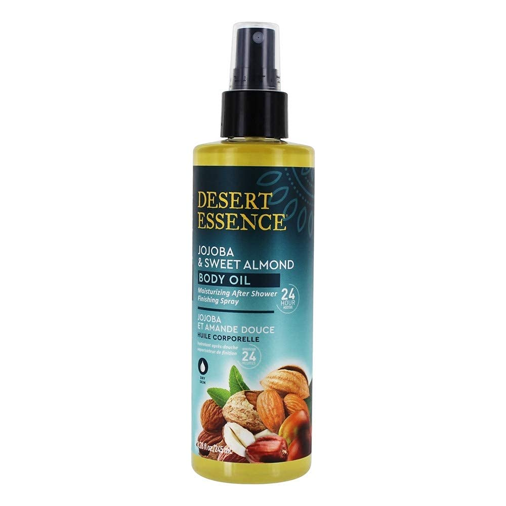 Desert Essence Jojoba & Sweet Almond Body Oil - 8.28 Fl Ounce - Provides 24 Hour Moisture - Vitamin E - Vitamin Enriched Shea Bu