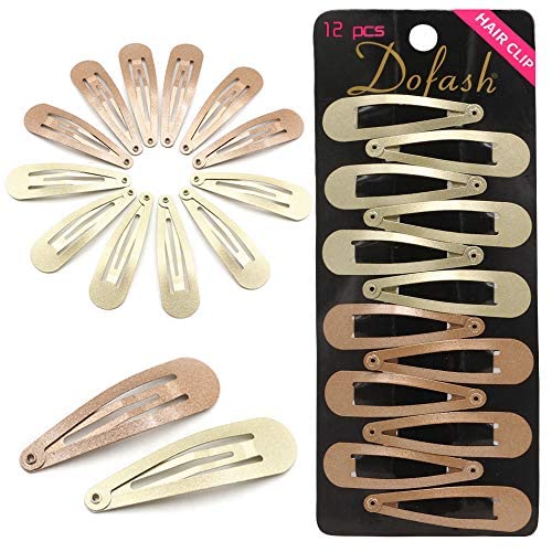Dofash 5CM/2IN Metal Snap Hair Clips for Women Hair Barrettes Hair Grips Hair Accessories Girls Hair Clips 12 Count/Caramel Blon