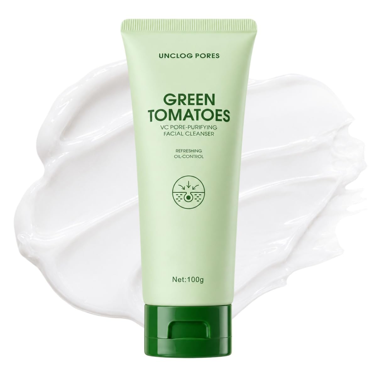 LROVFND Facial Cleanser Green Tomatoes VC Deep Pore Cleansing | Oil Control & Pore Refining Face Wash| Hydrating and Blackhead C