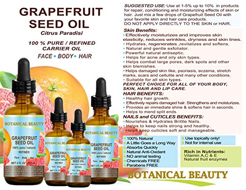 gRAPEFRUIT SEED OIL 100% Pure  Natural  Undiluted Refined cOLD PRESSED cARRIER OIL (Not Essential Oil) 05 Floz- 15 ml For Skin,