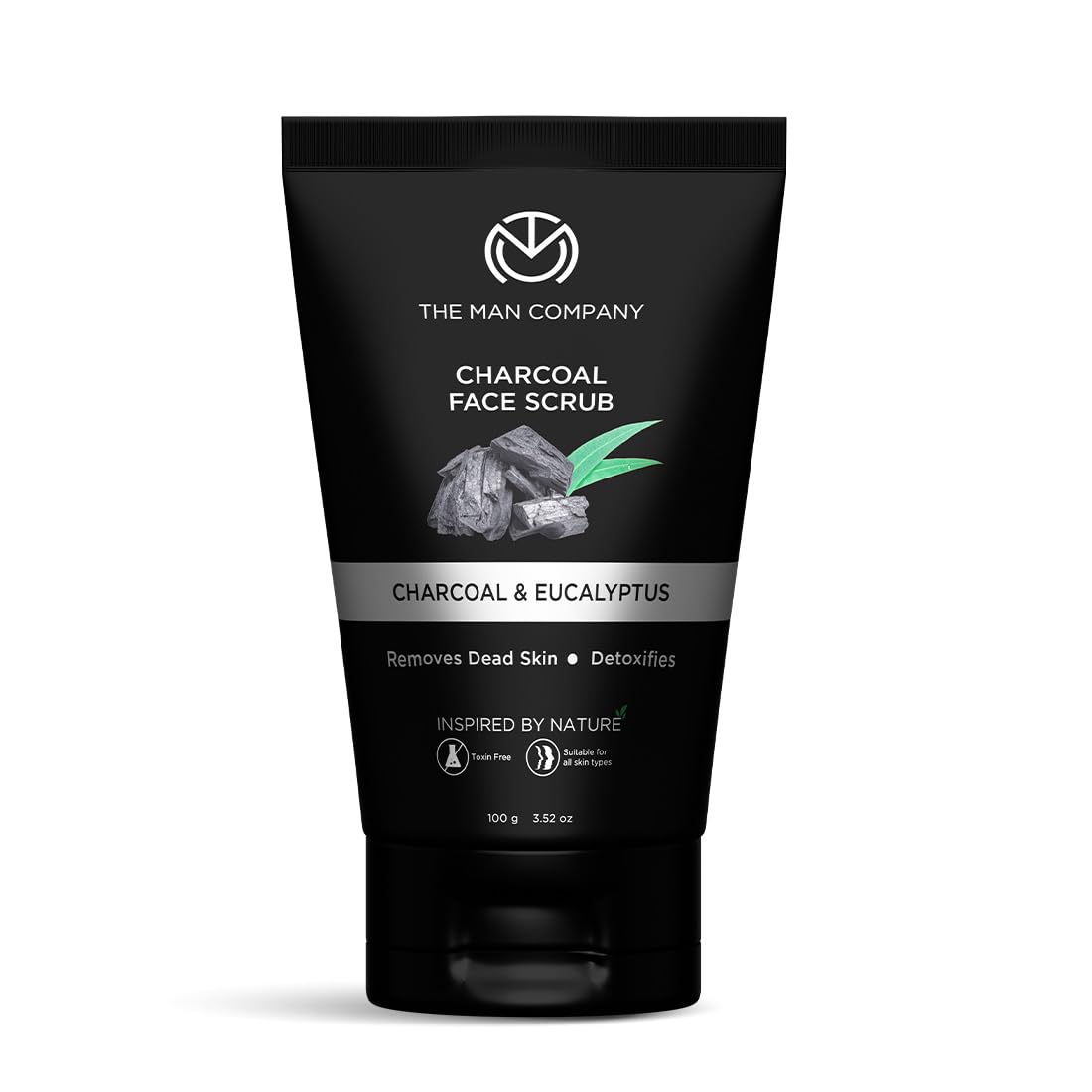The Man Company Natural Charcoal Face Scrub with Lemongrass and Eucalyptus - 3.5 Oz. | Skin Exfoliating & Detox, Anti Acne, Blac