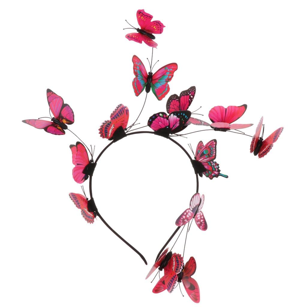 ATORSE?Women Boho Butterfly Crown Hair Band Wedding Party Prom Headband Rose Red