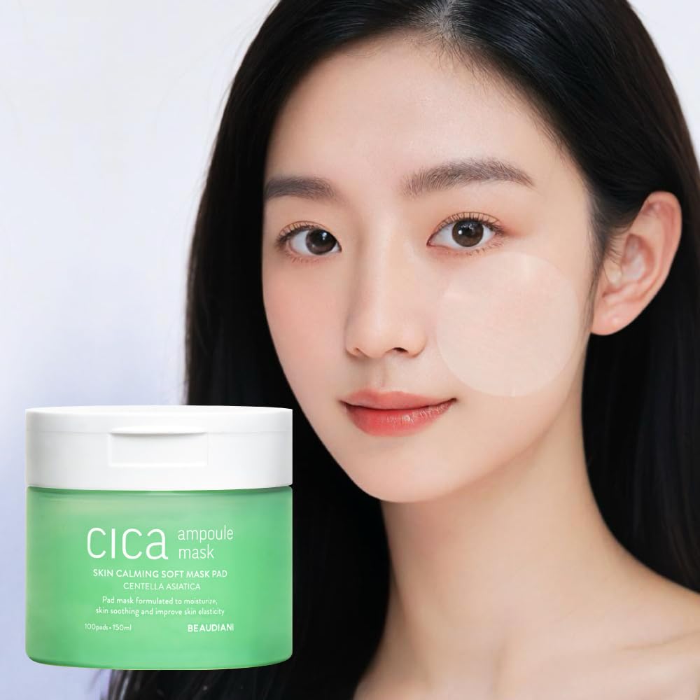 Beaudiani Cica Ampoule Mask 100Ea, Skin Care Pad, Korean Toner Pads, Centella Asiatica Toner Pad, Hydrating Toner Pad, Facial Es