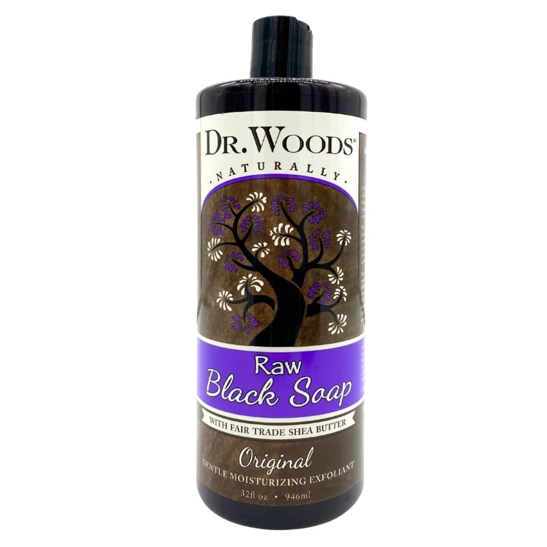 Dr. Woods Naturally Original Gentle Moisturizing, Raw Black Soap 32 oz (Pack of 6)