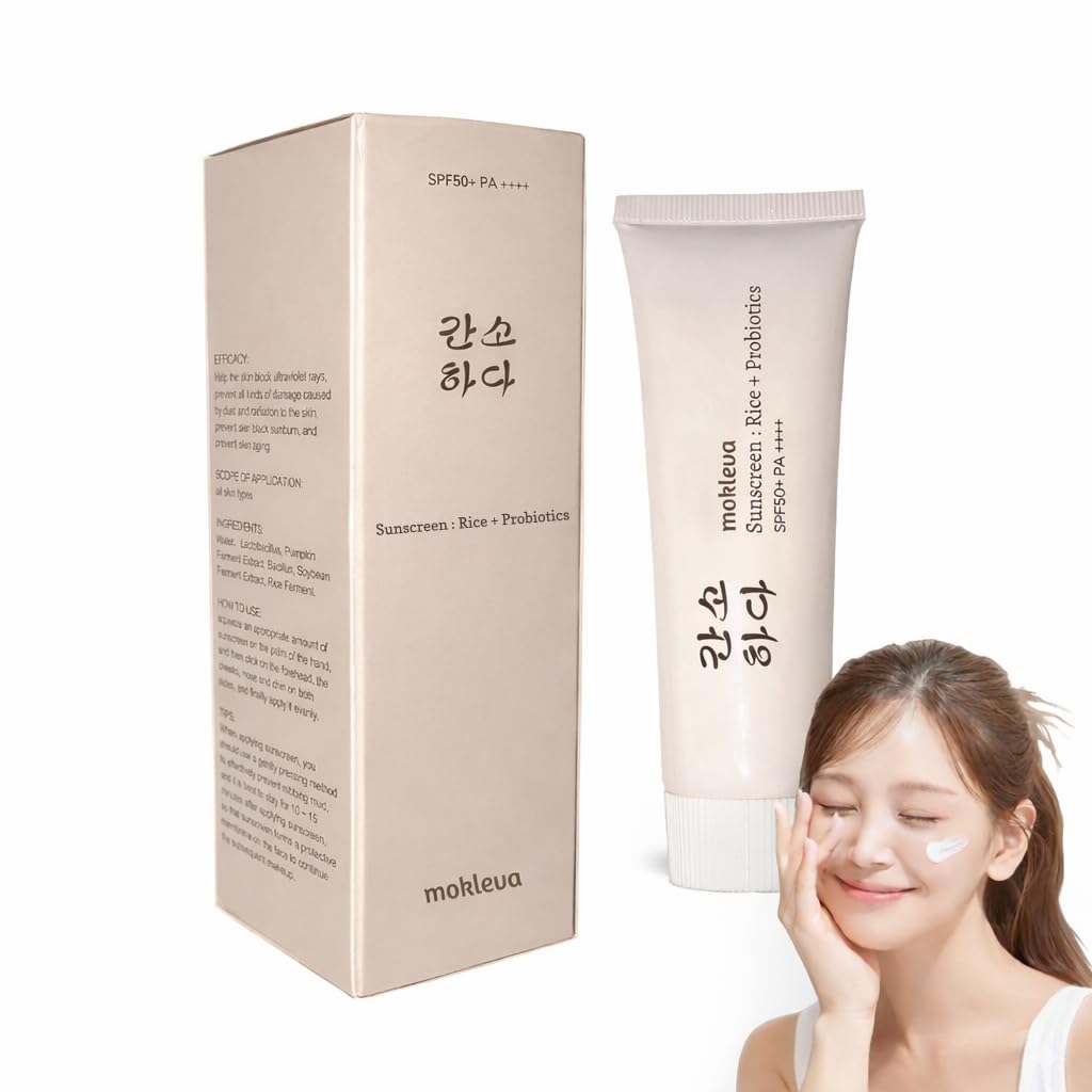 Mokleva Relief Sun Sunscreen Spf50+ Pa++++ Korean Rice Probiotics Face Cream Lightweight Moisturizing NonSticky Uv Protection F