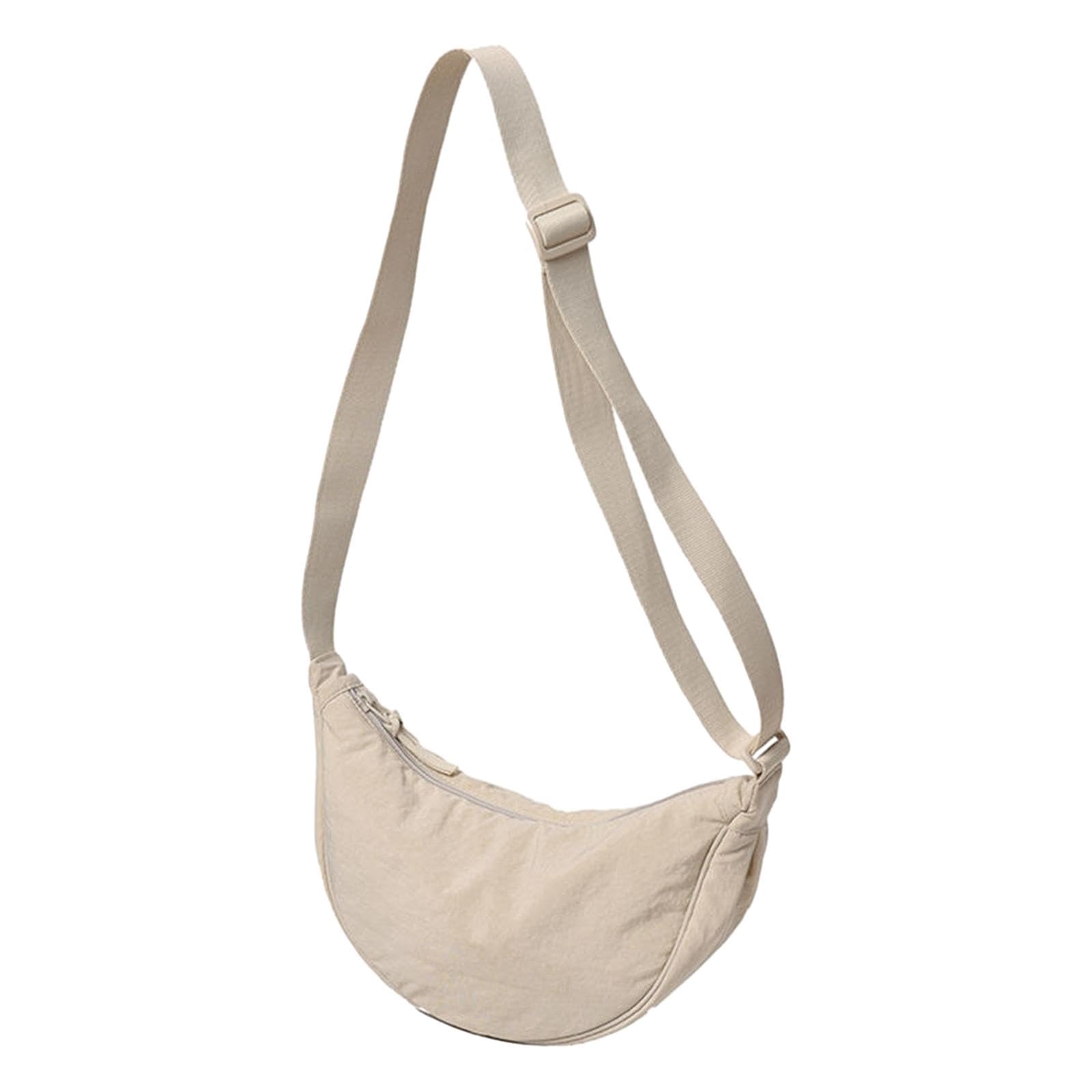 Snappsy Crescent Bag Trendy Casual Nylon Purse Adjustable Strap Handbag Shoulder Bag Beige