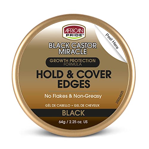 African Pride Black Castor Miracle Hold & Cover Edges - Slicks and Controls Edges, Covers Grays, Fills Thinning Areas, Contains