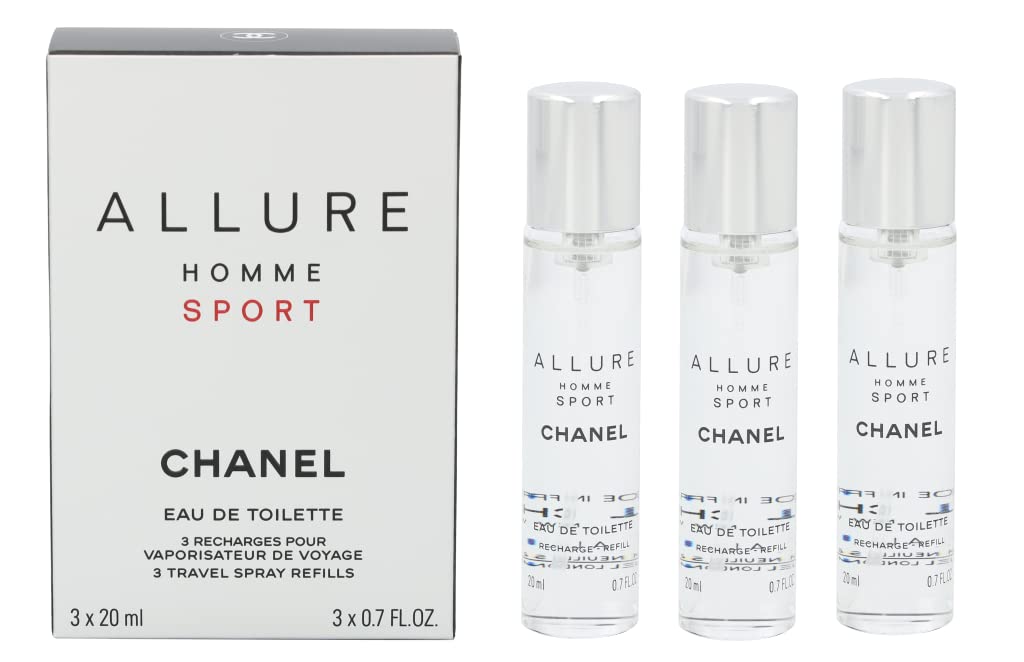 Chanel Allure Homme Sport Eau De Toilette Travel Spray Refills (3 Refills) 3X20Ml