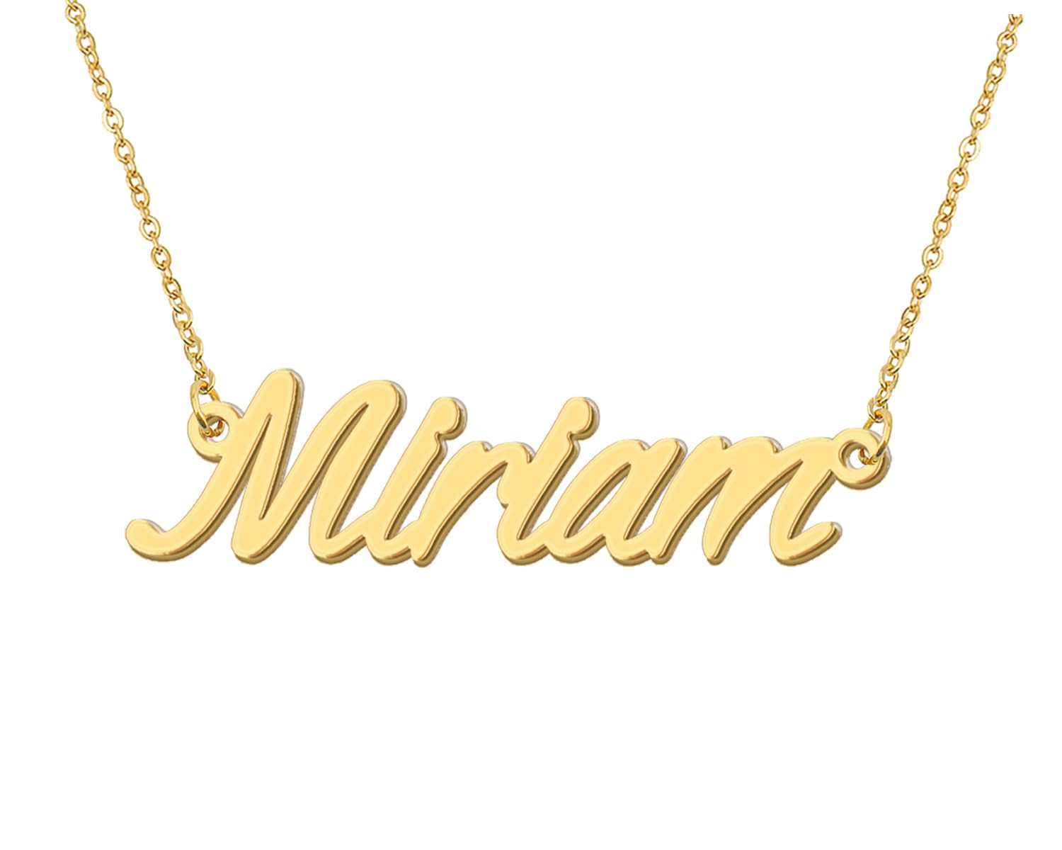 Aoloshow Miriam Name Pendant Necklace Stainless Steel 18k Gold Plated Handwritting Name Plate Necklace Jewelry for Valentine's D