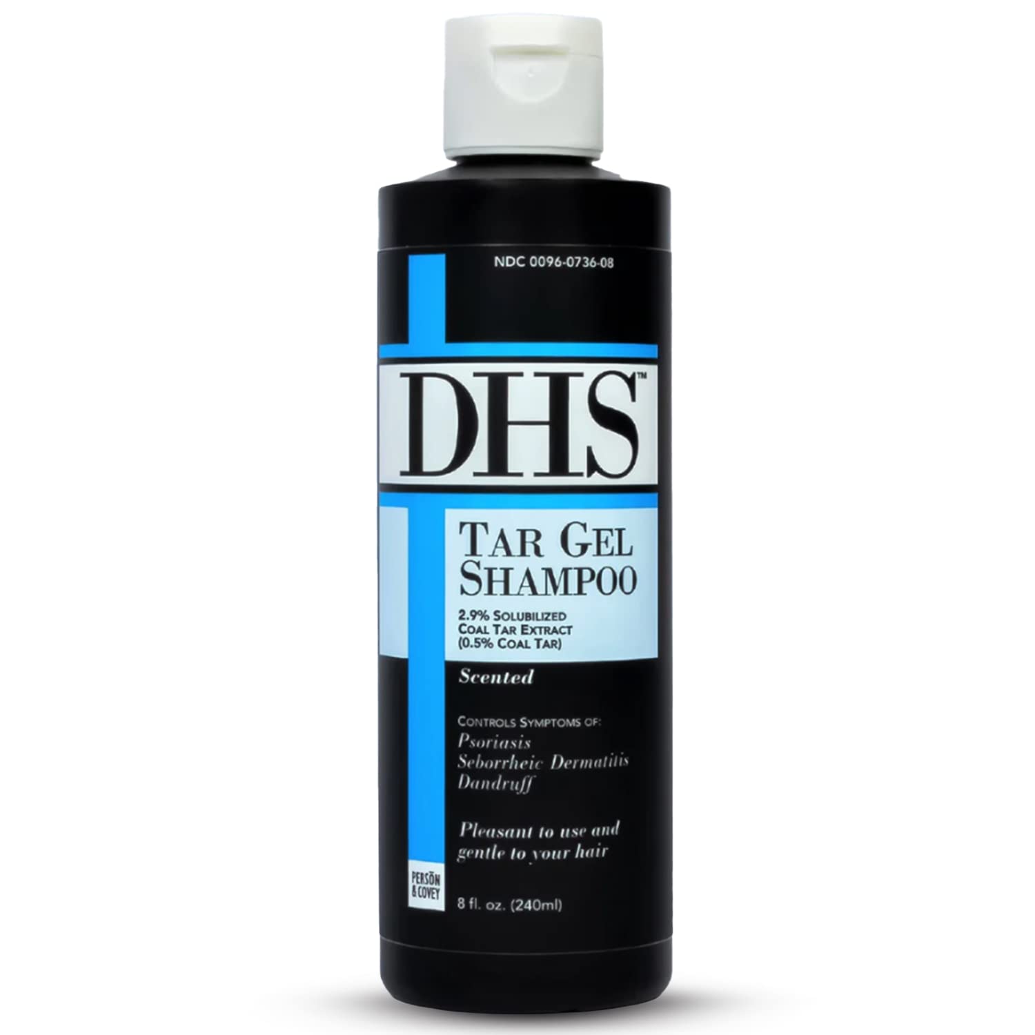 DHS Person & Covey T Gel Shampoo - Anti Dandruff Shampoo, Mildly Scented Psoriasis Shampoo - 8 Fl. Oz. - Refined Coal Tar Gel Fo