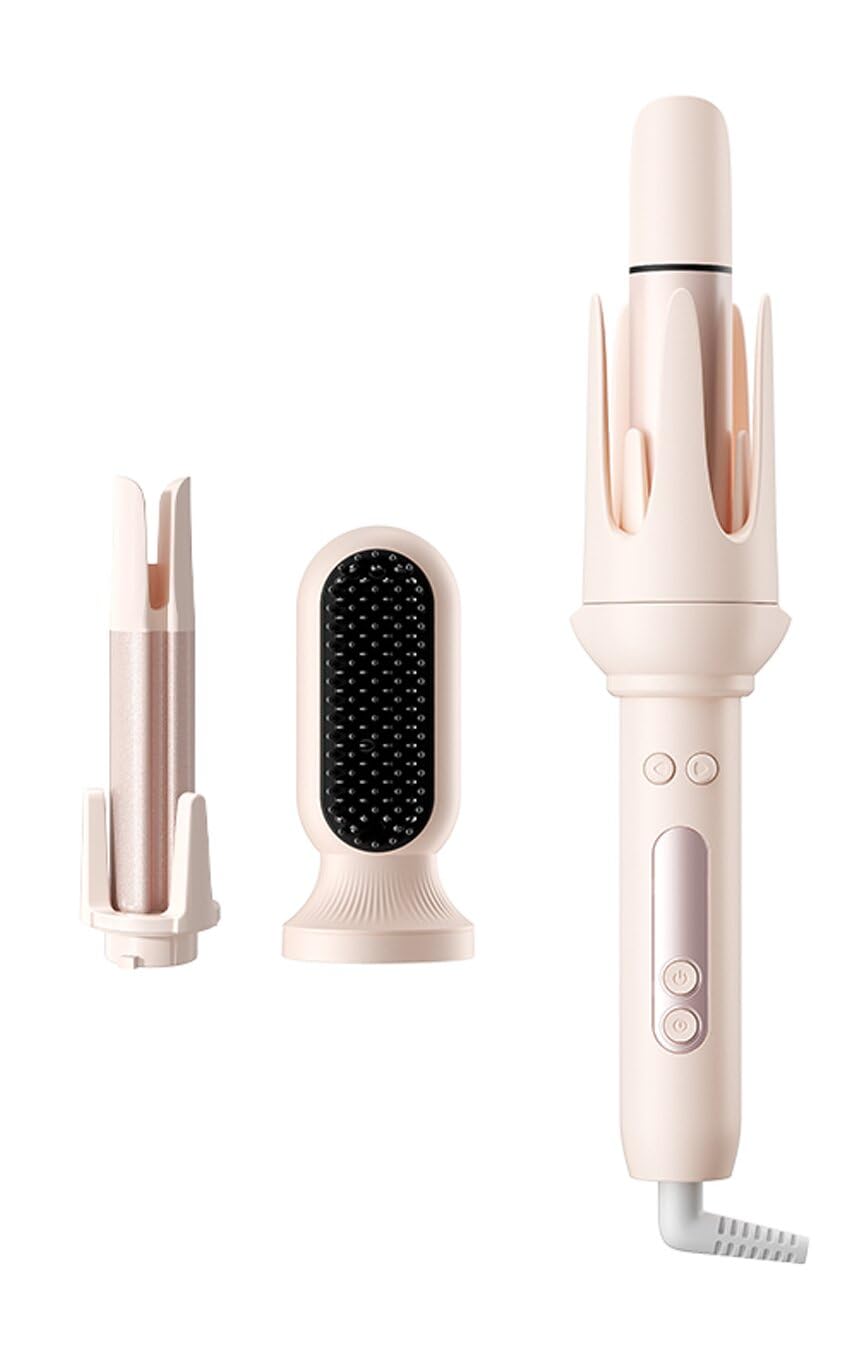 DYHOO 3 in 1 Automatic Hair Curler Set, 1&1.25 Barrels with Straightening Brush, 3 Temp, Negative Ion Hair Styler for Beach Wa