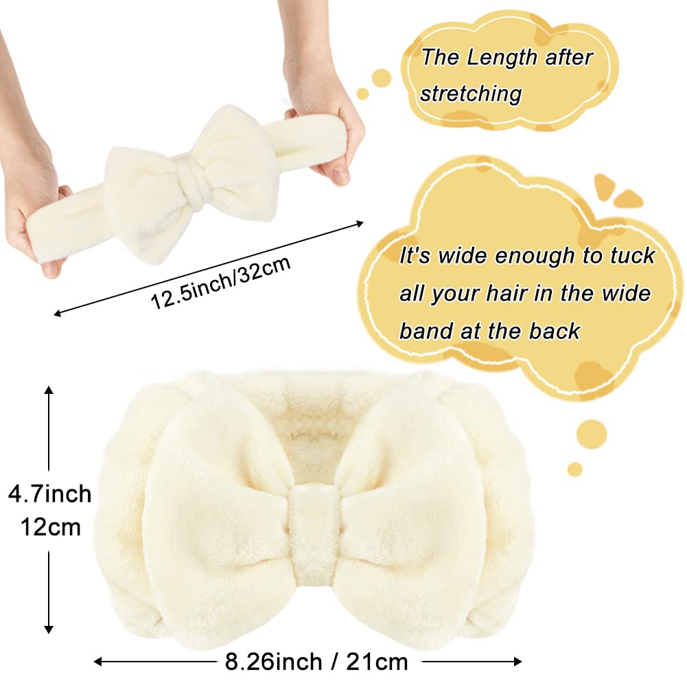 Shintop Spa Headband Soft Carol Fleece Makeup Headband With Cute Bow Elastic Headband For Washing Face Skincare Facial Mask Bath