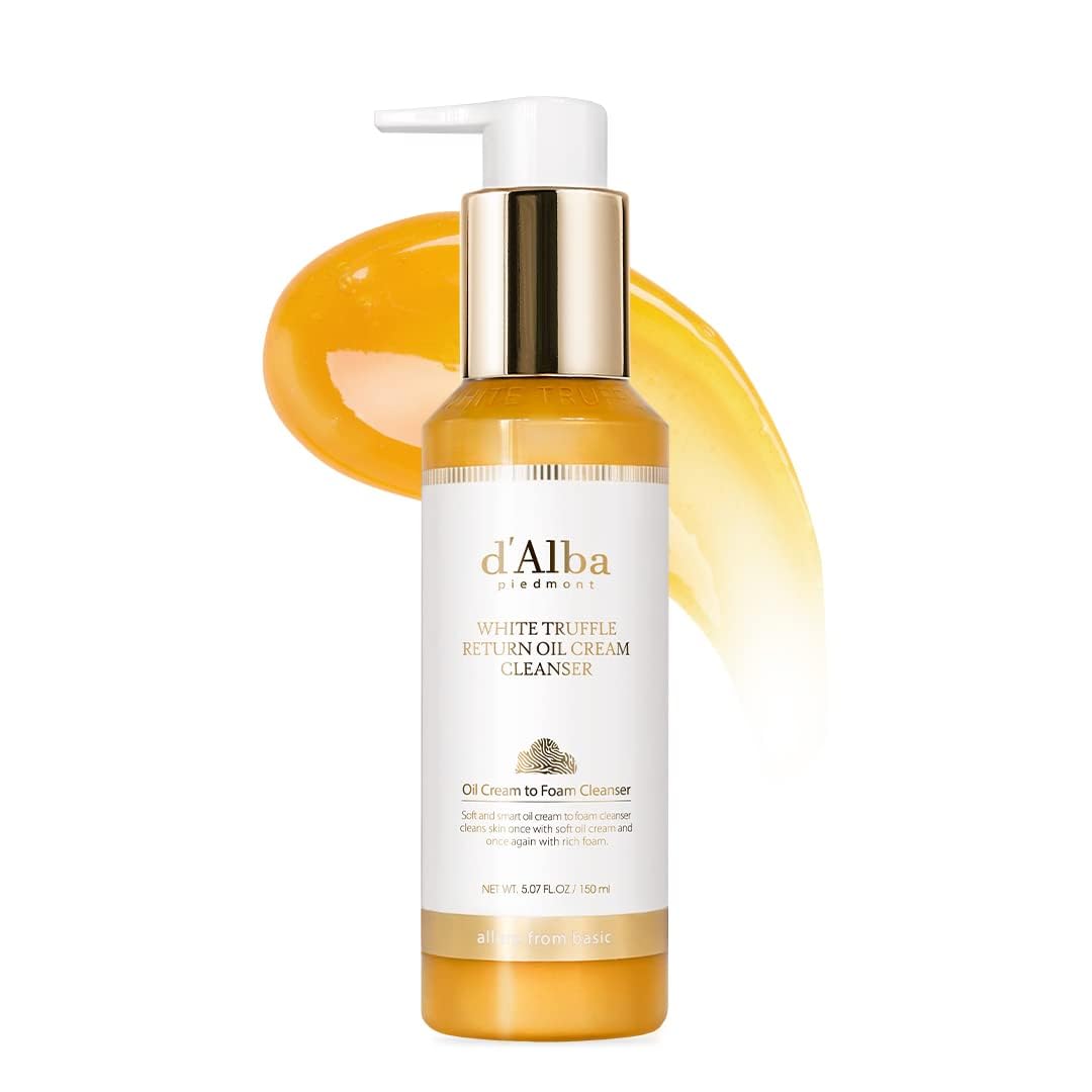 Dalba Italian White Truffle Return Oil Cream Cleanser, Vegan Skincare, Easy One Step Cleanser For Sebum & Makeup Removal, Hydrat