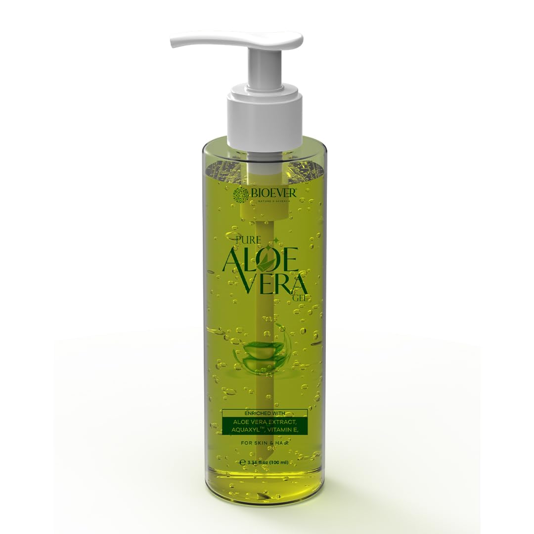 Bioever Aloe Vera Gel For Dryness Skin & Hair | With Vitamin E & Aquaxyl | Hydrates Skin & Sun Damage | Soothes Irritated Skin |