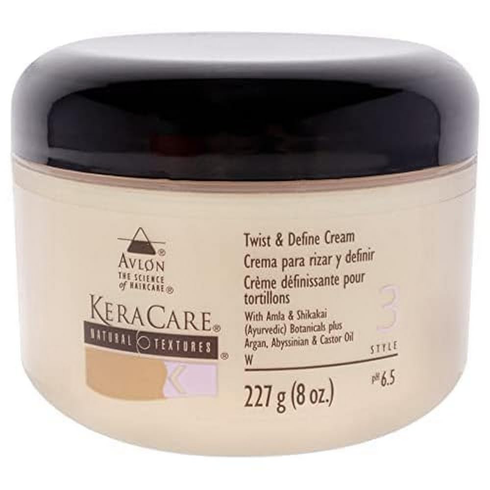 KeraCare Natural Textures Twist and Define Cream 8 oz - With Amla & Shikakai Ayurvedic Botanicals - Argan, Abyssinian & Castor O