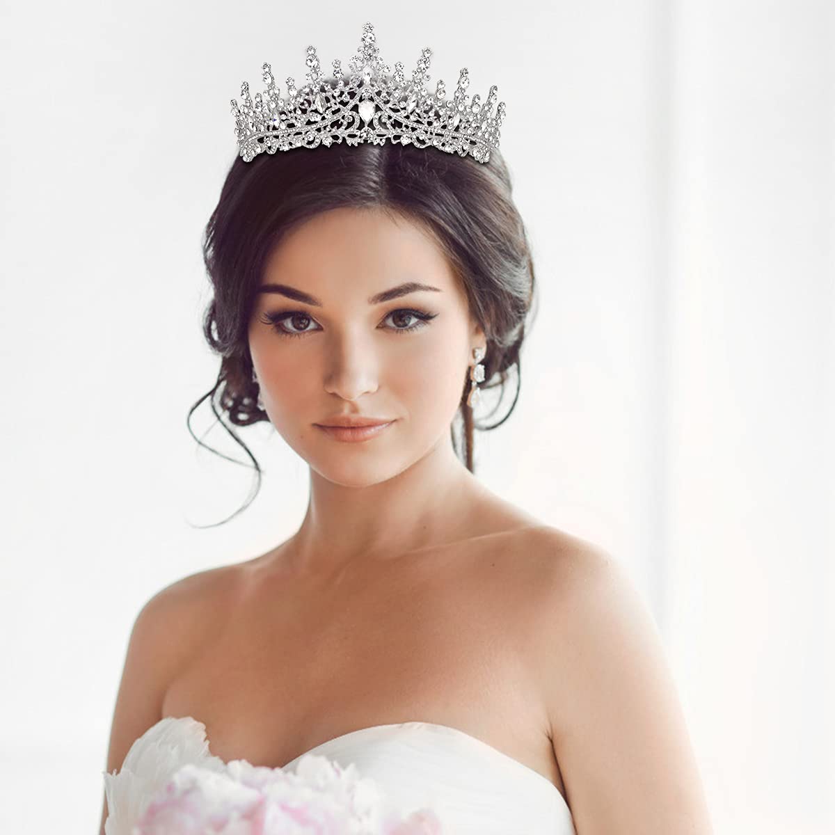 Tobatoba Silver Wedding Crystal Tiaras And Crowns For Women, Bride Royal Queen Headband Princess Quinceanera Headpieces For Birt