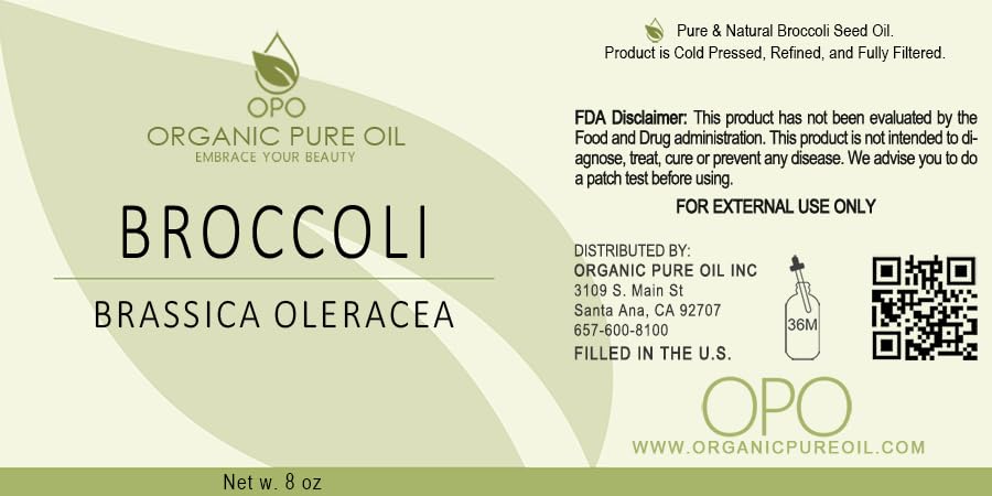 Broccoli Seed Oil - 8 oz Pure, Natural, Cold Pressed, Skin Rejuvenation, Seed Face Hair Body Refined Unscented Broccoli Carrier