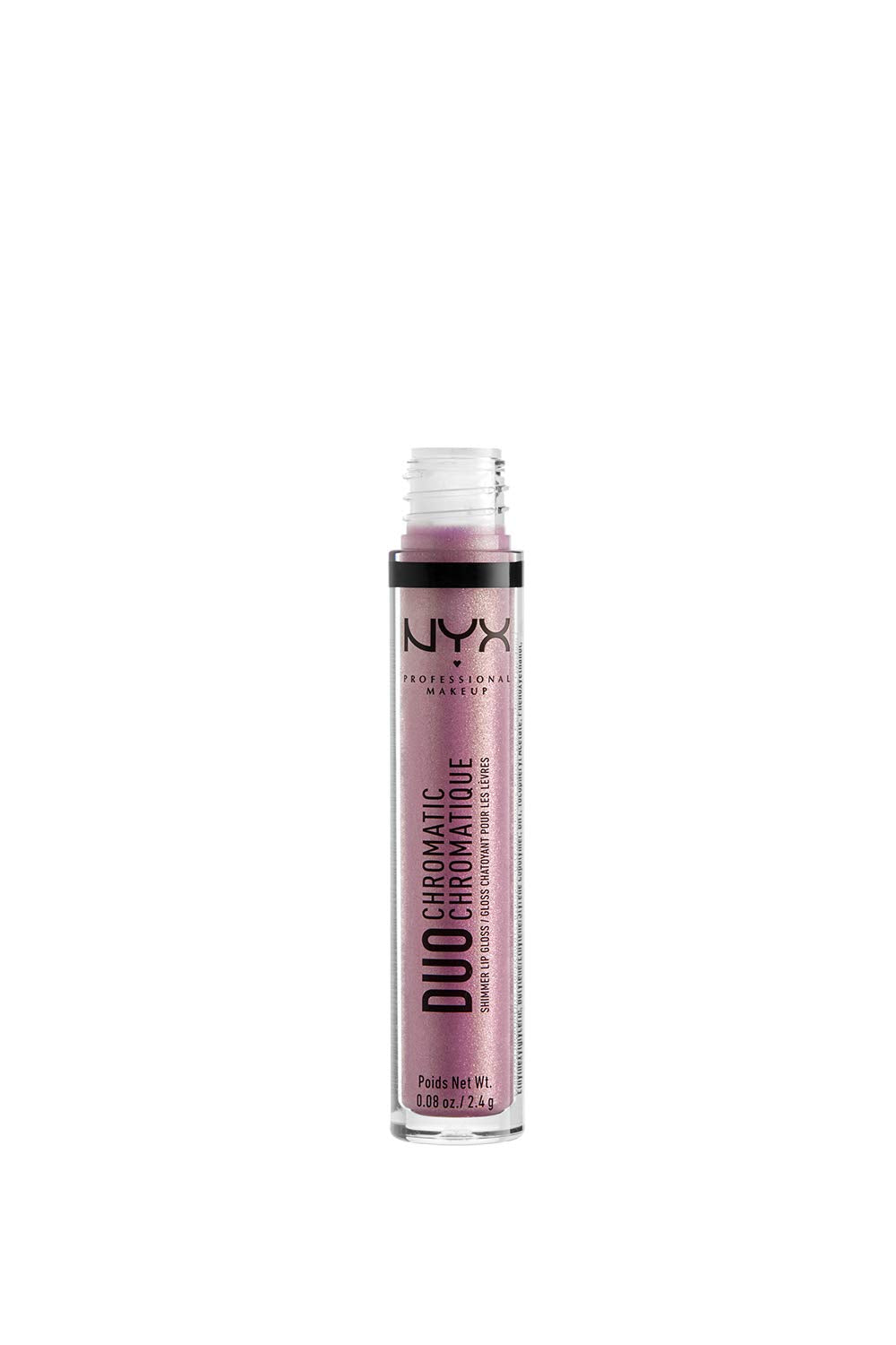 NYX PROFESSIONAL MAKEUP Duo Chromatic Lip Gloss - Crushing It, Sheer White Base With Blue/Pink Duo Chromatic Pearls