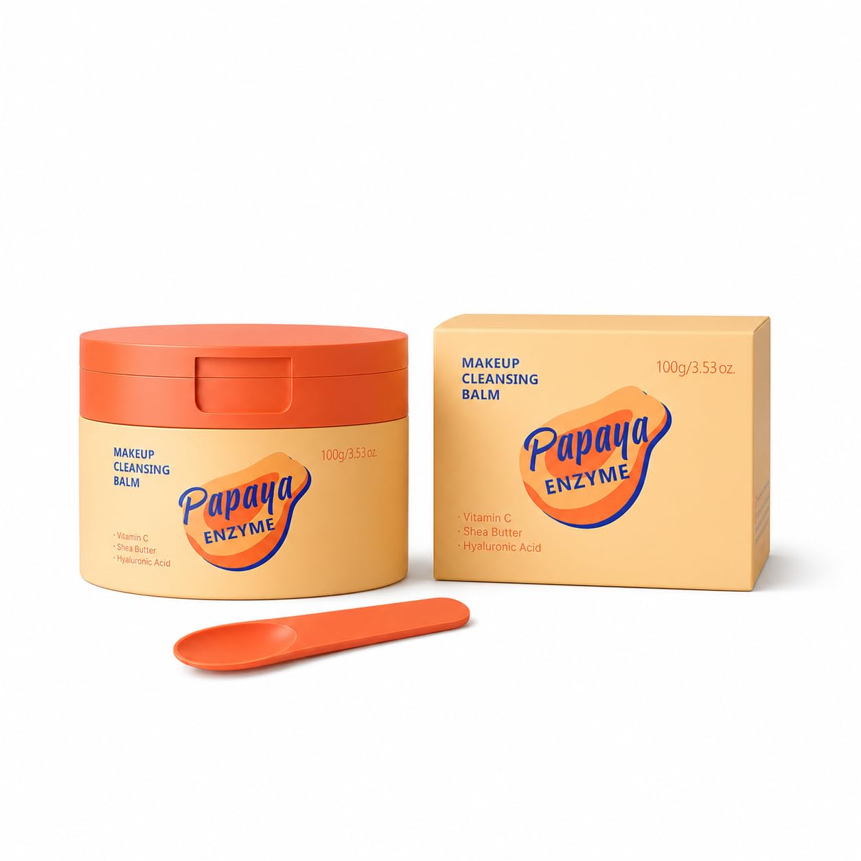 feeling group Papaya Enzyme Cleansing Balm, Makeup Remover Balm with Spatula, BalmtoOil Face Cleanser for Daily Makeup and Sun