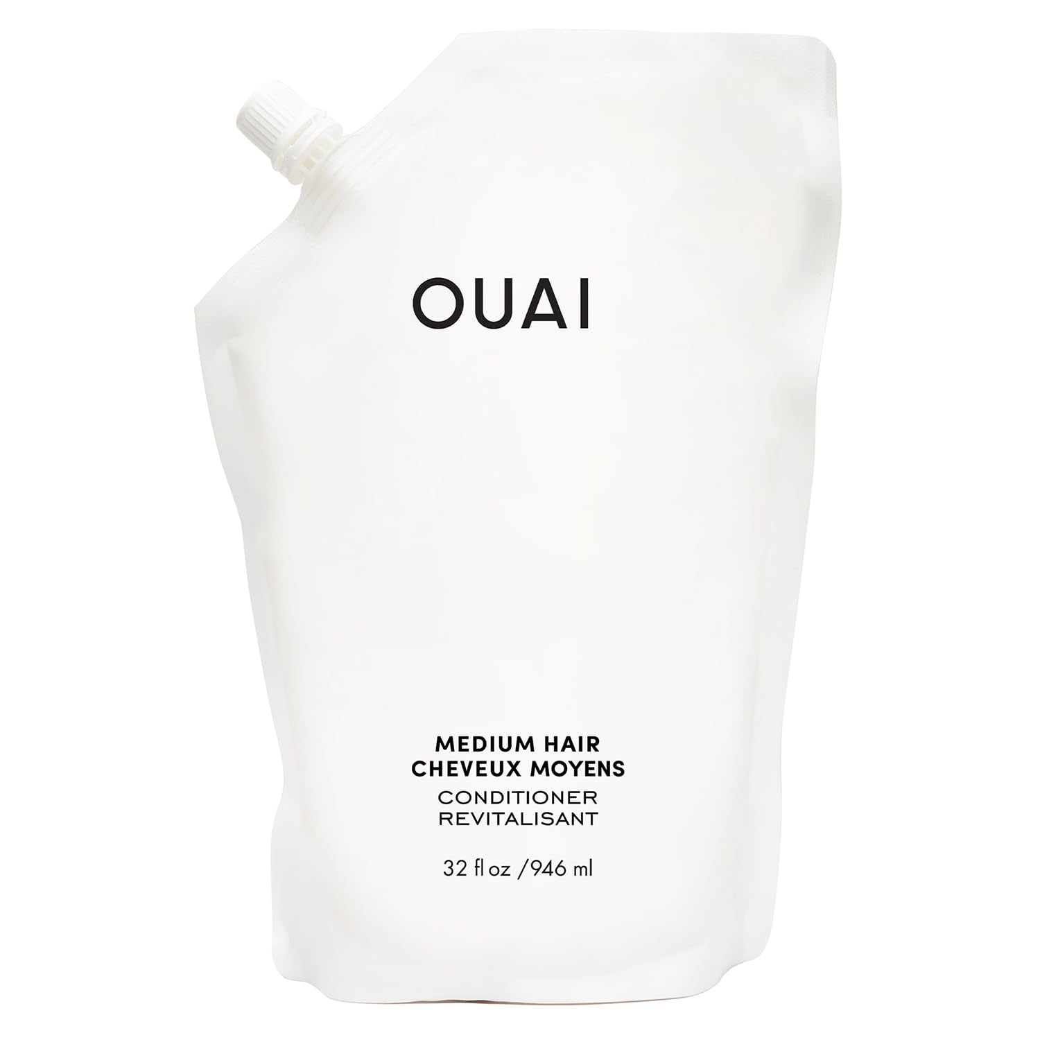 OUAI Medium Conditioner Refill - Hydrating Hair Conditioner with Coconut Oil, Babassu Oil, and Keratin - Strengthens, Repairs an