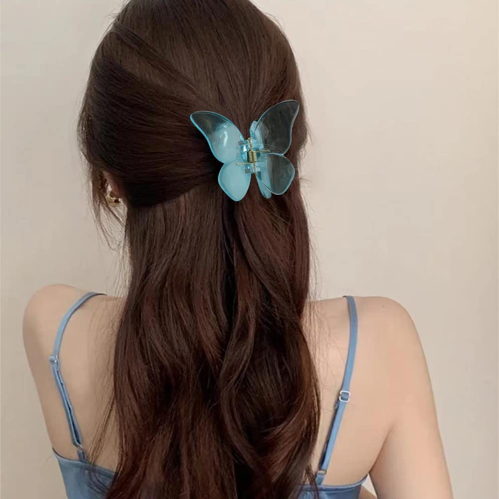 Atoden Butterfly Hair Accessories - 4 Pcs Transparent Acrylic Claw Clips For Women'S Thick, Thin, And Medium Hair