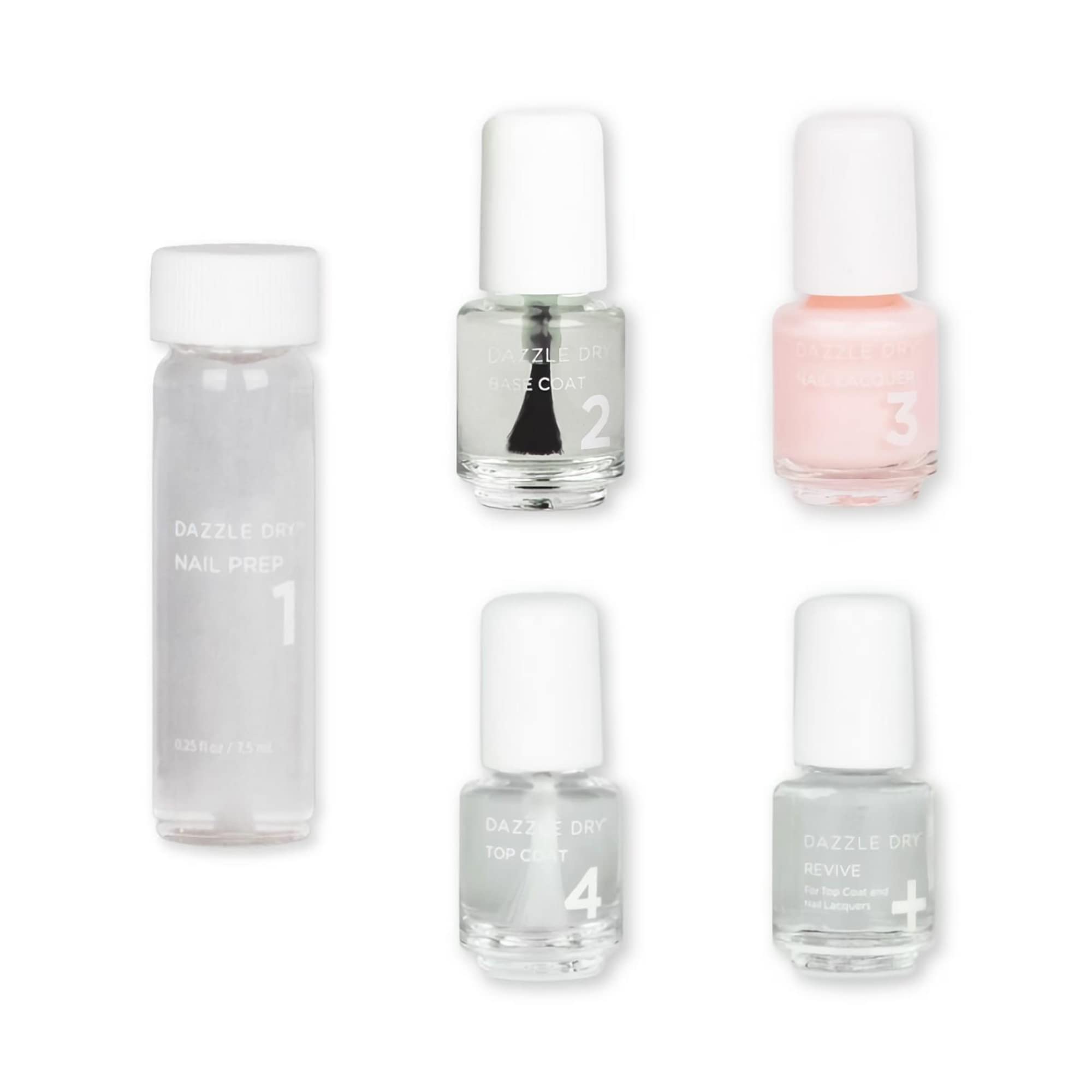 Dazzle Dry Mini Kit 4 Step System - Strawberry Macaron, a semisheer pale strawberry with lavender undertones. (5 Piece Kit / 5 M