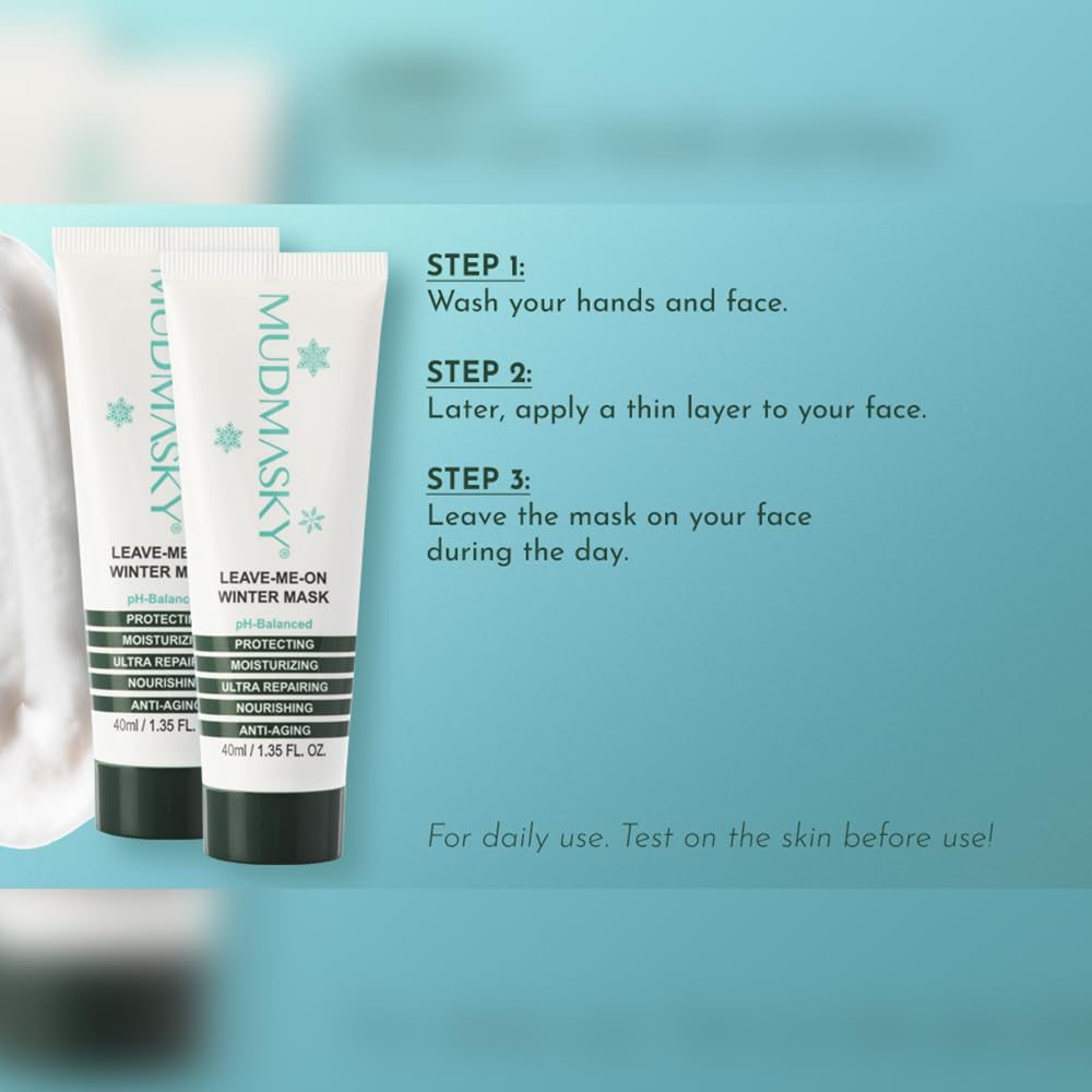 Mudmasky Leave-Me-On Winter Mask - Face Moisturizer For Dry Skin, Hydrates, Nourishes & Protects - Lavender Scent - 1.35 Fl. Oz