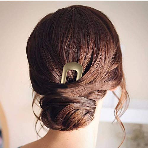 FRDTLUTHW Large French Hair Pins Metal U-Shaped Hair Sticks (B.Gold&Silver1)