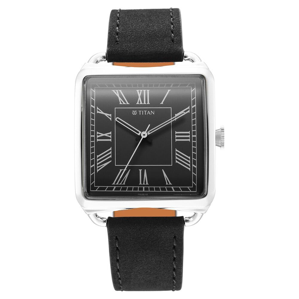 TITAN Men Analog Quartz Watch with Leather Strap 1676SL03